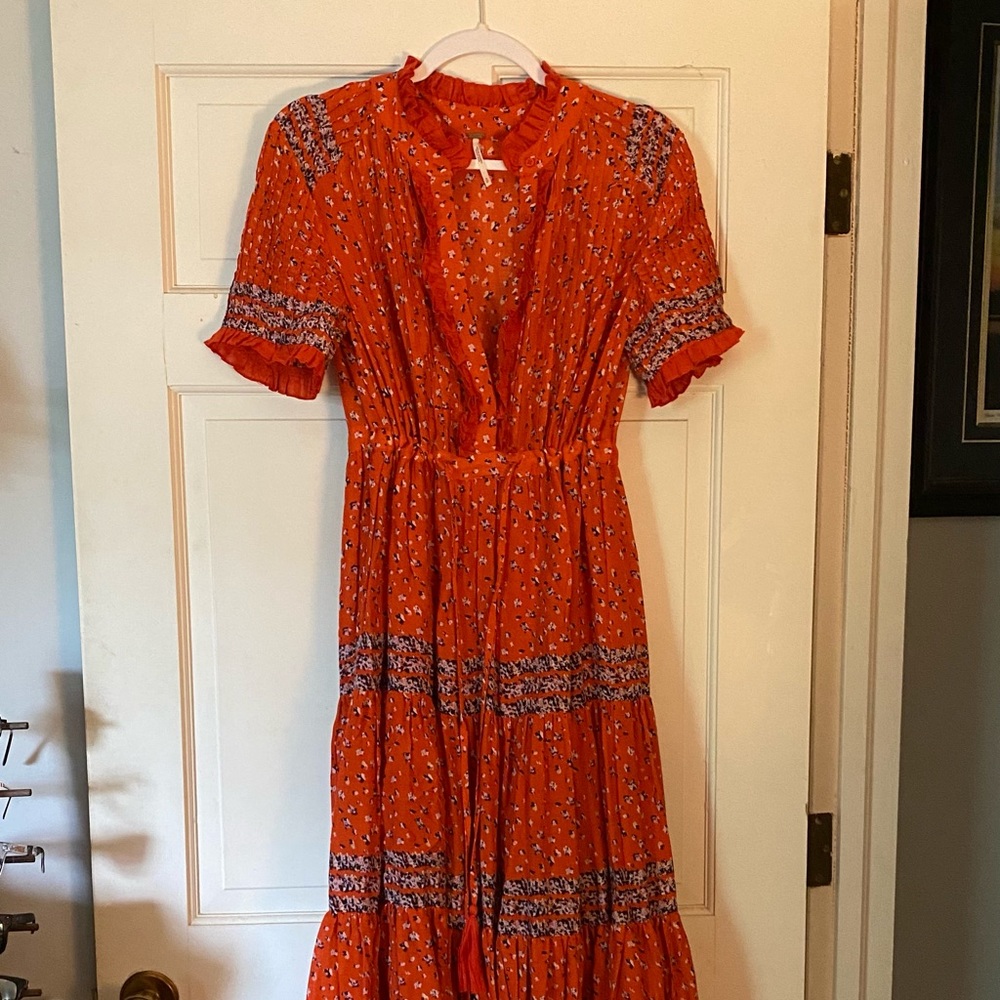Free People Orange Floral Maxi Dress